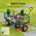 Steel Garden Cart, 2-in-1 1400 lbs Heavy Duty Utility Wagon, with Removable Mesh Sides to Convert into Flatbed, 240 U-Turn 13" Pneumatic Tires Garden Wagon for Farm Yard Lawn Garden Camping - Image 25