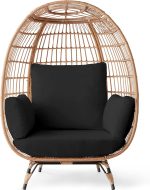 Best Choice Products Wicker Egg Chair, Oversized Indoor Outdoor Lounger for Patio, Backyard, Living Room w/ 4 Cushions, Steel Frame, 440lb Capacity - Ivory - Image 40